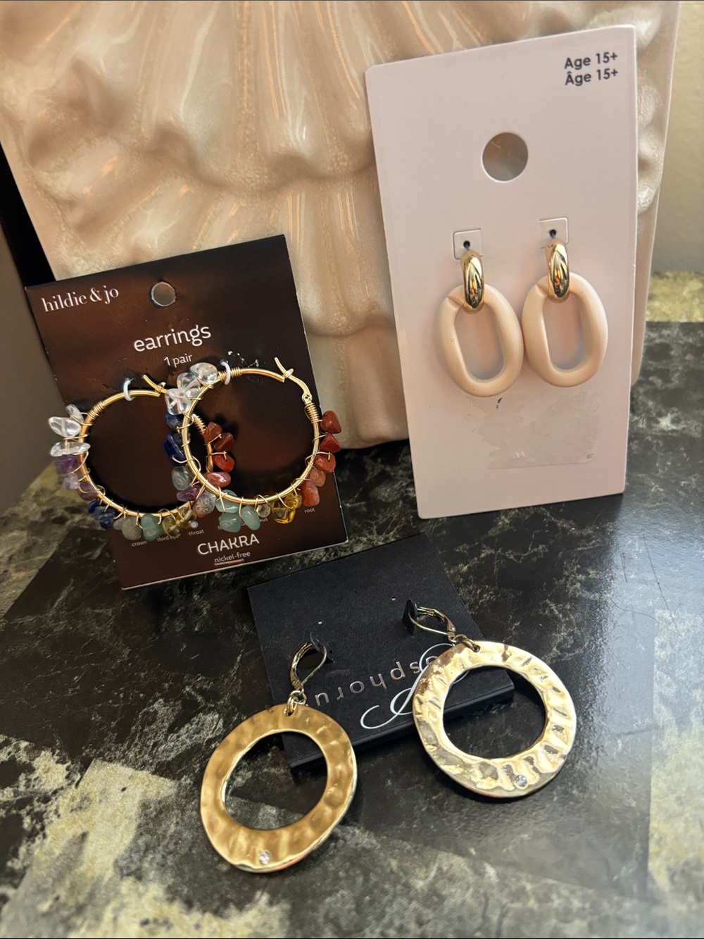 Gold Hoop Chakra Beaded Earrings - Multicolor bundle